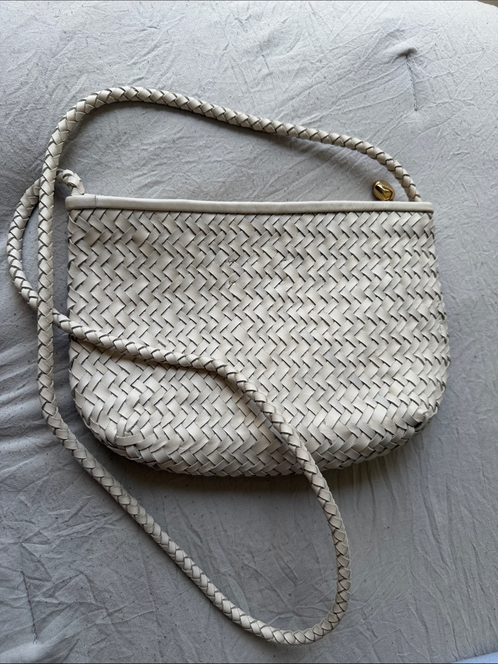 Brand New with tags Madewell Cream Woven Leather Crossbody Bag